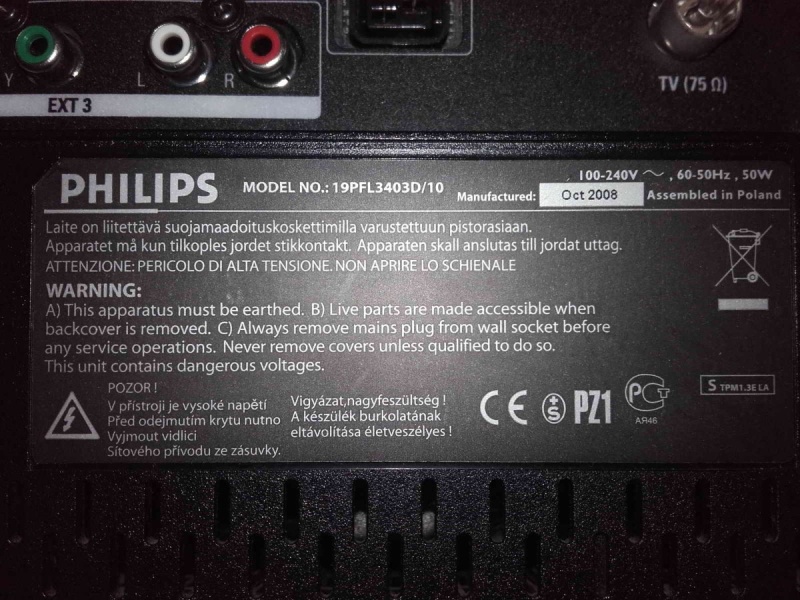 Televiseur Philips 19PFL3403D/10 j'ai le son mais pas d'image