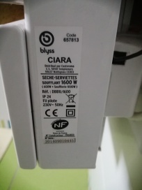 Sèche-serviettes électrique soufflant Blyss Ciara 750W + soufflerie 1000W