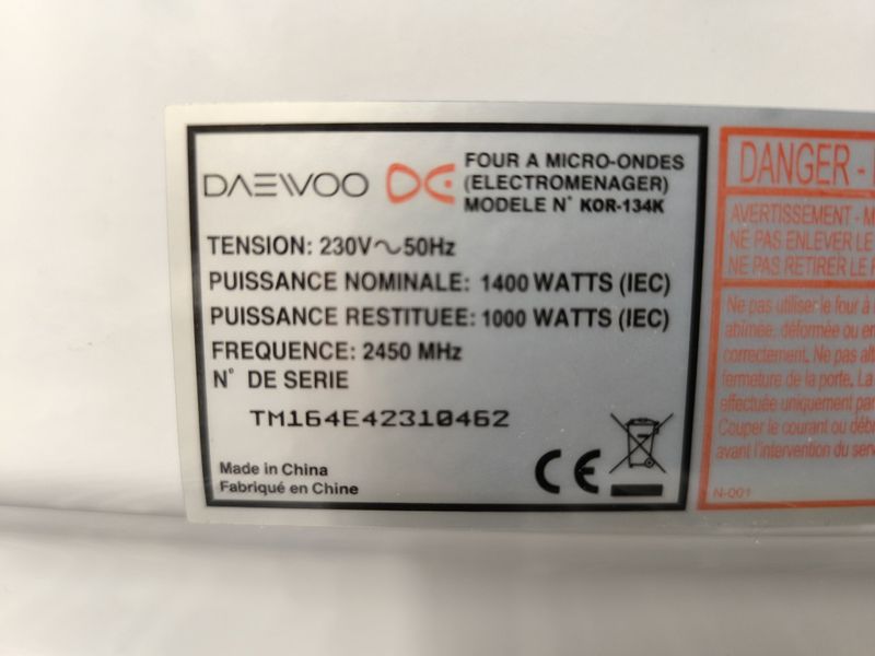 microonde daewoo kog-134k ne marche pas - Four micro-ondes